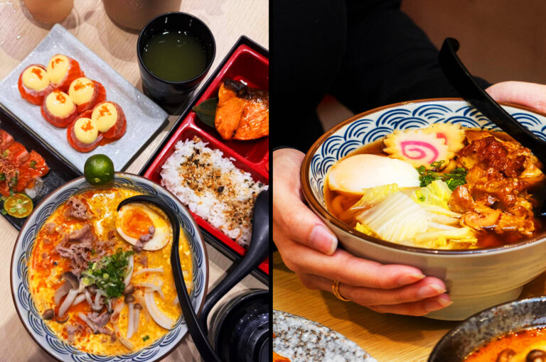 Spicy ramen bowl with sushi set and Japanese meal combo at Sushi YA Ramen