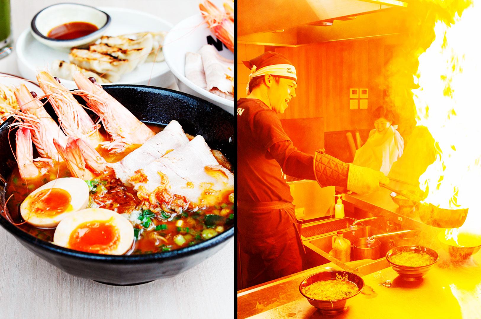 Fire Ramen by Menbaka Singapore flaming ramen cooking experience with chef performing fire show and rich pork broth ramen